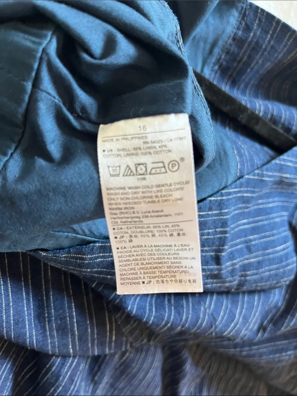 Banana Republic Navy Blue Linen-Blend Jumpsuit